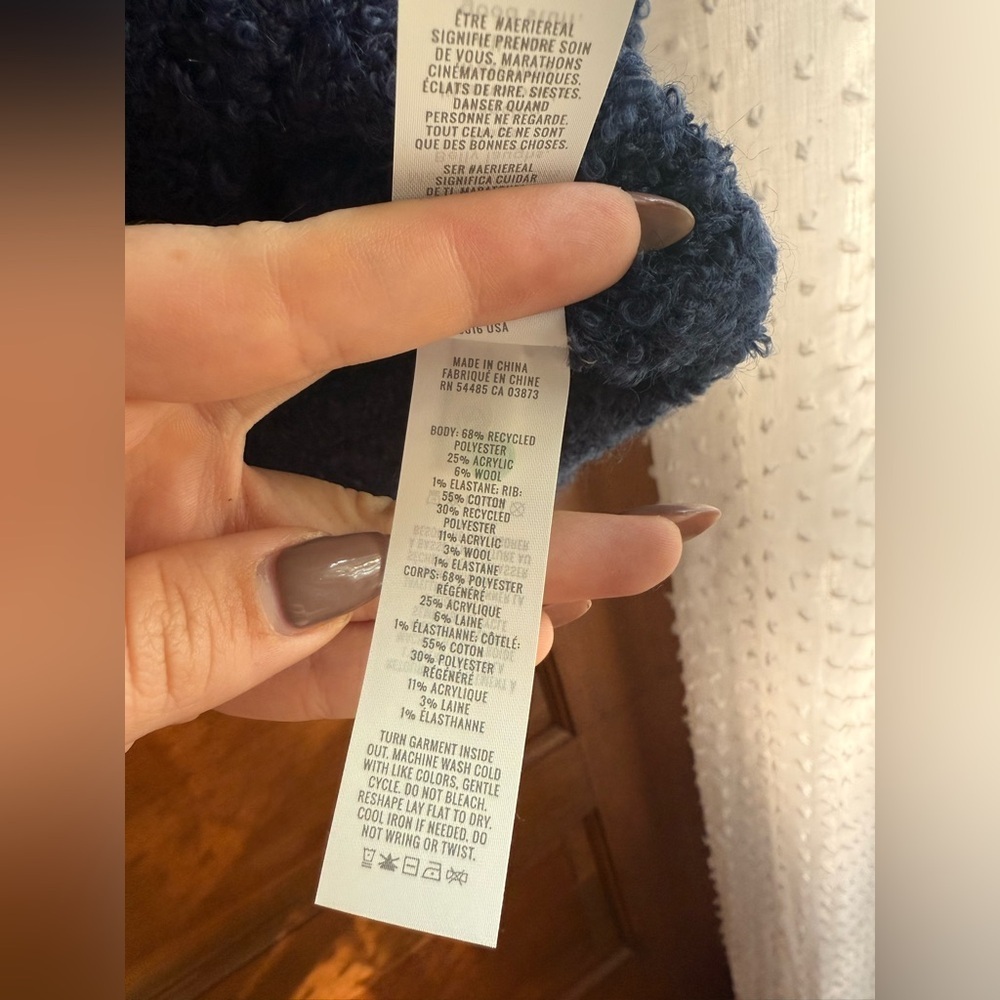 Aerie Teddy Boucle Sweater in Navy 🦋 - Picture 4 of 5